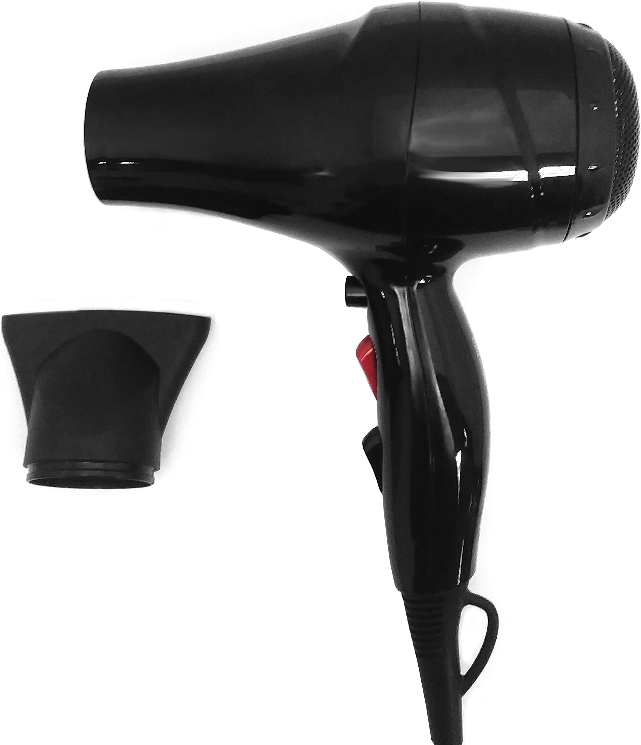 Professional Hair Blow Dryer Hairdryer - 1800 Watt Salon Grade Best for Styling Travel Frizz Control Volumizer Blowdryer with Concentrator Nozzle Attachment and Cool Shot Button - Black