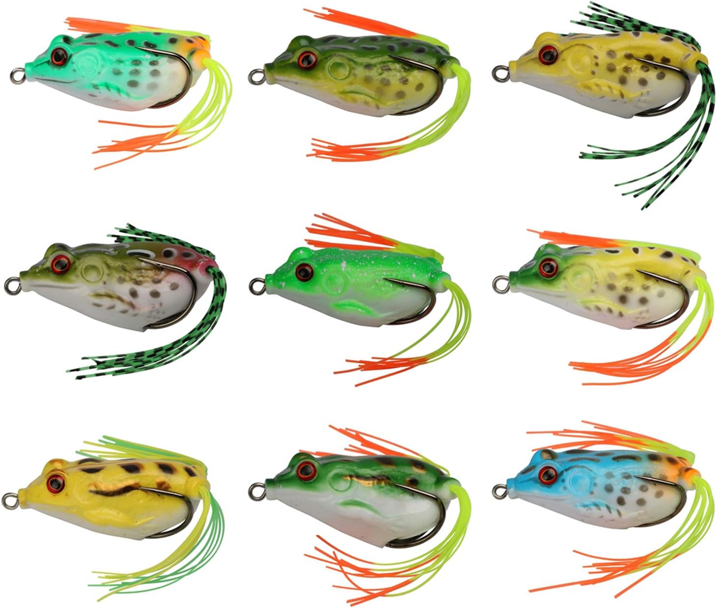 Amazon Goture ゴチュール フロッグルアー 9個入り ルアーセット ソフトルアー カエル ルアー フロッグ 雷魚 蛙 釣り餌 疑似餌 バス釣り 海水 淡水 釣り用 Goture ルアー