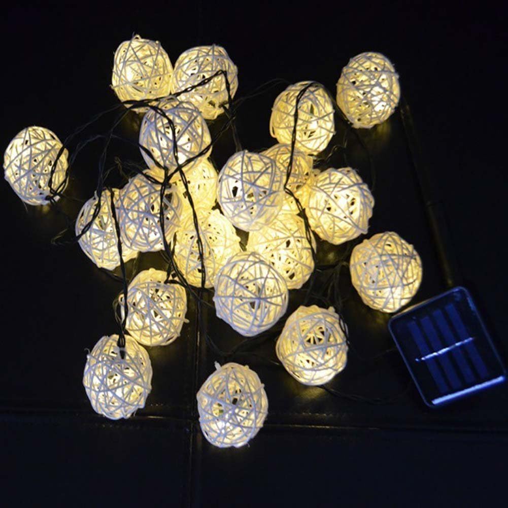 Solar Fairy String Lights,KINGCOO 20FT 30LED Globe Rattan Ball String Lights for Outdoor/Indoor Christmas Holiday Pary Garden Decorations (Warm White) - Image 5
