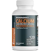 Bronson Calcium 1200 mg + Vitamin D3 1000 IU for Bone Health, 120 Tablets | High Potency Formula, Non-GMO, Gluten-Free &amp; Soy-Free