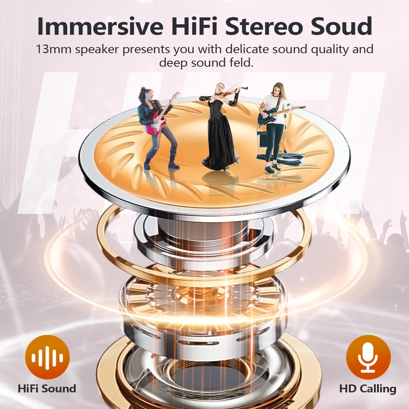 MOZOTER S8 Mini Wireless Earbuds Bluetooth 5.3 in Ear Light-Weight Headphones,60Hrs Playtime Ear Buds with Charging Case,Bluetooth Headsets,Premium Sound with Deep Bass for Sport-Pink - Image 3