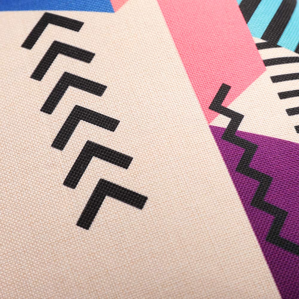 ModeHome Cushion Cover Geometry Style Pillow Case 100% Cotton Linen 18 18 inch Square Throw Pillow Case Home Decorative for Couch Sofa or Bed