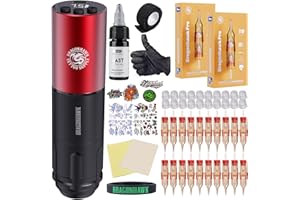 Dragonhawk Beginner Tattoo Kit, Wireless Complete Pro Tattoo Gun Pen Machine Kit, Cartridges Tattoo Machine Needles