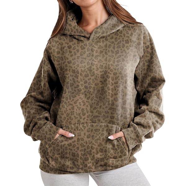 Amazon.com: ACCPUR Leopard Print Hoodies for Women Oversized
