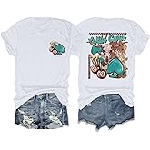 Weetiotio Western Shirts for Women Rodeo Graphic Tees Shirt Vintage Cowgirl Poker T-Shirts Cherry Number Short Sleeve Tops