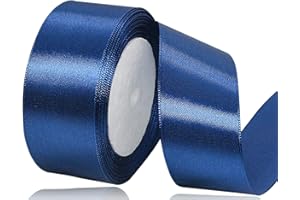 Navy Blue Satin Ribbon 1-1/2 Inches, 25 Yards Solid Color Fabric Ribbon for Gift Wrapping, Crafting, Bows Making, Sewing Proj