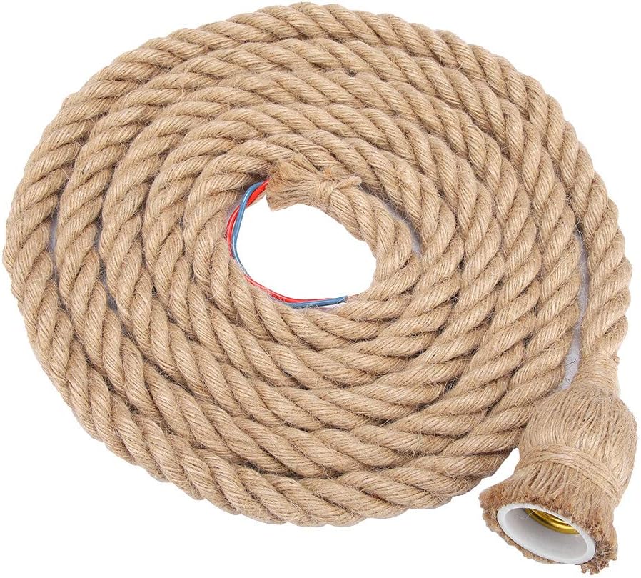 Riuty Vintage Hanfseil, Retro-Stil Einzelkopfseil 3m E27 85-265V