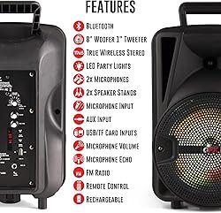 QFX PBX-800TWS 8-Inch TWS Bluetooth Stereo PA