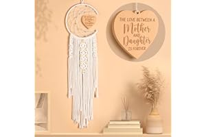 Trabuono Mom Gifts for Mothers Day from Daughter Son, Easter Gifts Decorations Dream Catcher with Heart Pendant Birthday Gift for Mom New Mom Mother in Law Wife Stepmother Women Boho Home Wall Decor