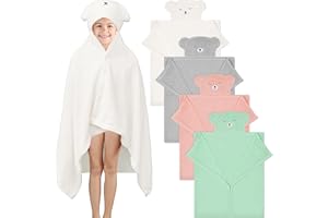 Xtinmee Toddler Bath Towels Hooded for Kid 0-5 Yrs 28 x 47 Inch Absorbent Kids Hooded Towel with Bear Ears Large Baby Infant Towels Bathrobe Blanket(Vivid Color,4 Pcs)