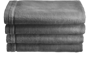 Creative Scents 100% Cotton Velour Fingertip Towels - 4 Pack 11 by 18 Inch – Decorative, Extra Absorbent and Soft Face Towel, Ideal for Bathroom and Powder Room (Gray)