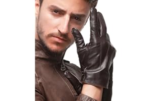 Touchscreen Leather Glove for Men - Lambskin Driving Winter Warm Fleece Lining