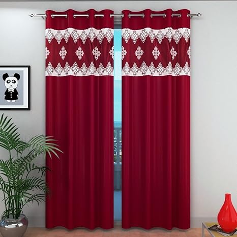 Buy Hfi 2 Piece Stylish Polyester Eyelet Long Door Curtain 9 Ft