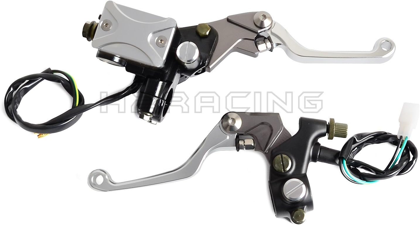 H2RACING 7/8"(22mm) Front Silver Brake Clutch Master Cylinder Reservoir Lever Universal for YZ80/85/125/250/250F/426F/450F 2001-2015,YZ250FX 2015,YFZ450 2007-2010