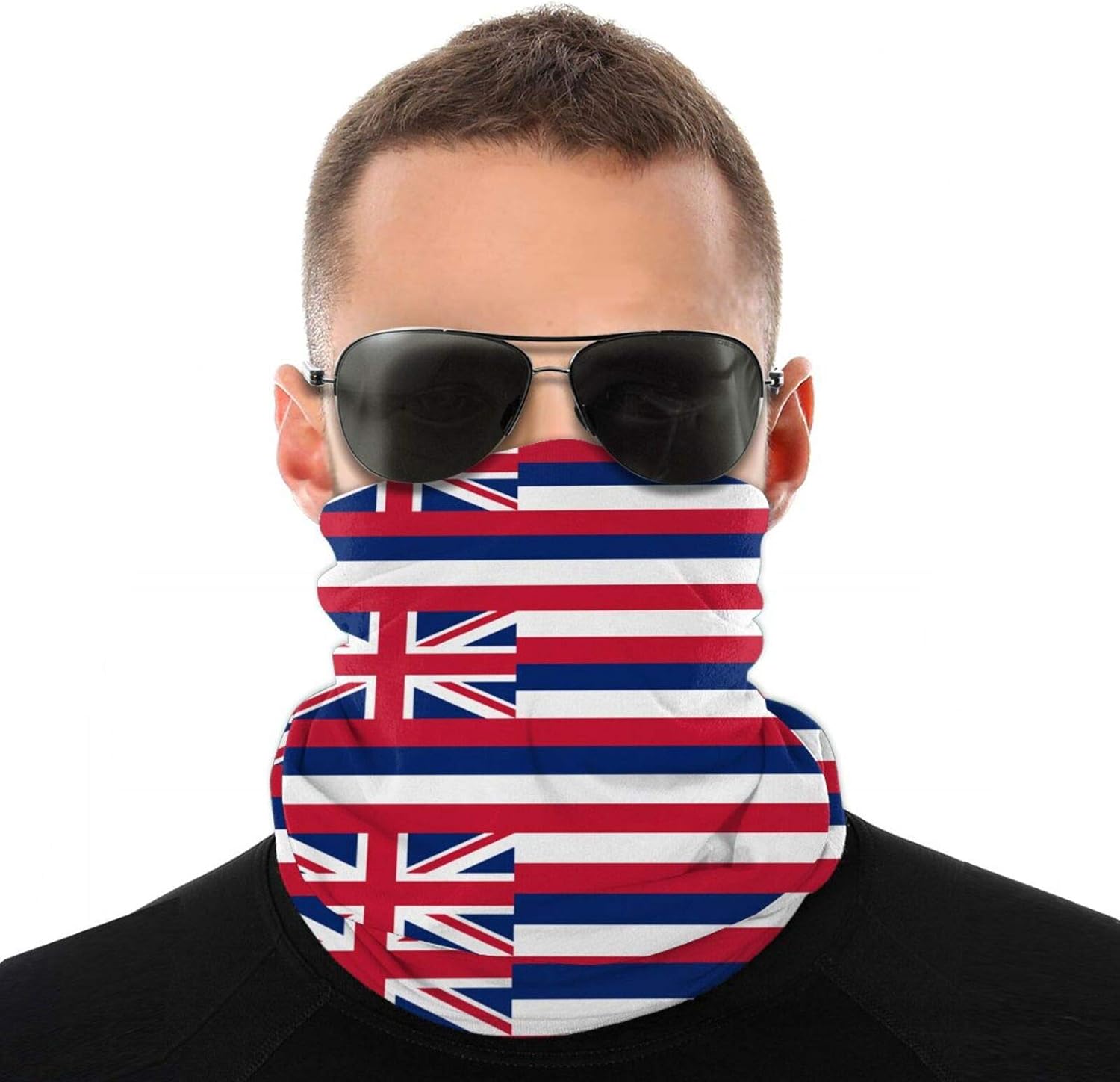 DoubleSided Cool Neck Gaiter Mask for Adult Flag of Hawaii Full Face Covering Balaclava White