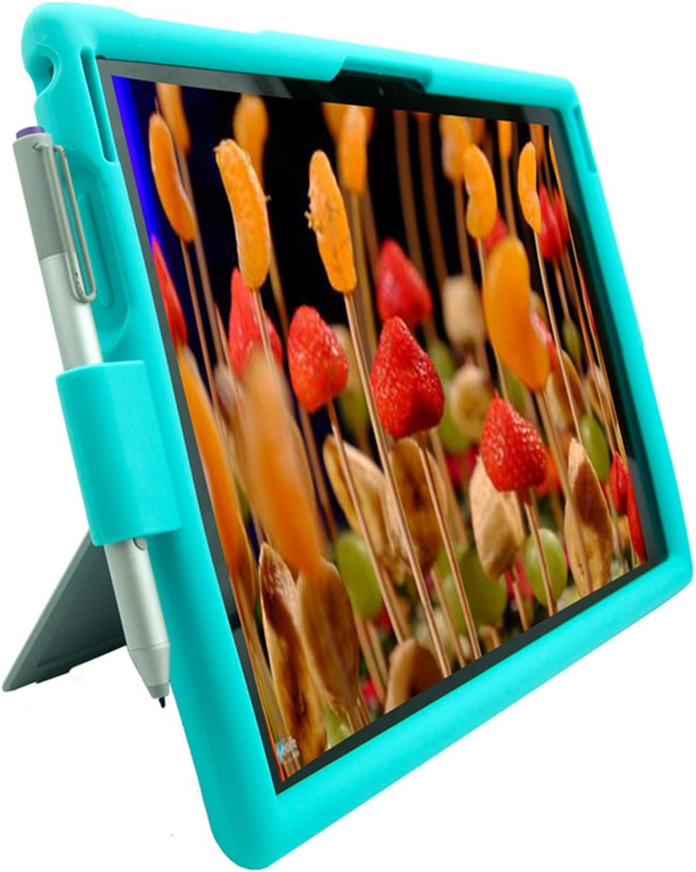 MingShoreCase for Microsoft New Surface Pro 2017, Silicone Rugged Case with Born Pen Holder for Surface Pro 4 & 3 Shockproof Tablet Cover (Turquoise)