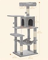 Feandrea Cat Tree Tower 143 cm Multi Level Plush Condo with 4 Scratching Posts view 7