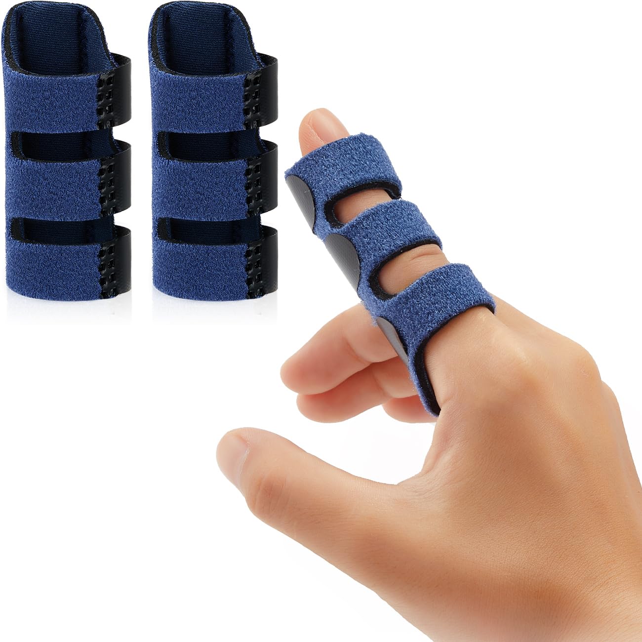 JINRUBY Finger Splint - 2pcs Adjustable Trigger Finger Splint Finger Support Trigger Finger Brace Finger Splints for Bent Broken Finger Immobilization Straightening & Arthritis Pain Relieve (Blue)