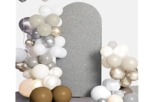 JFDYDM Double-Sided Glitter Silver 7.2 FT Wedding Arch Cover, Silver Spandex Arch Backdrop Cover,Silver Chiara Backdrop Cover for Festivals Birthday Party Banquet Ceremony Decoration