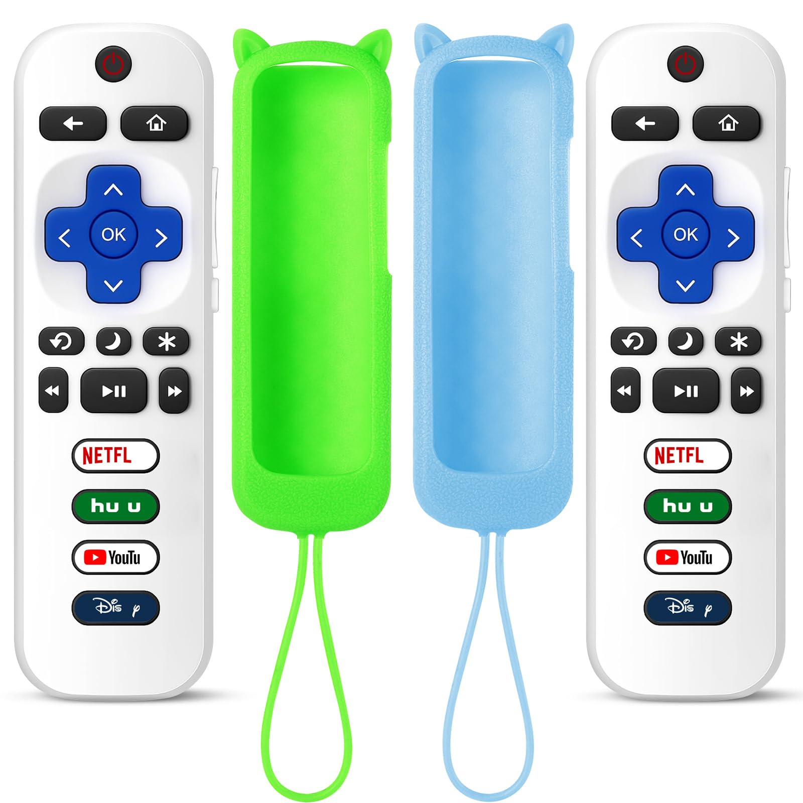 Photo 1 of (Pack of 2) ONEBOM Replacement Remote for Roku TV with Soft Protective Silicone Cover(Glow in The Dark), Universal Remote for TCL/Hisense/Sharp/Onn/Element/Philips Roku Smart TV