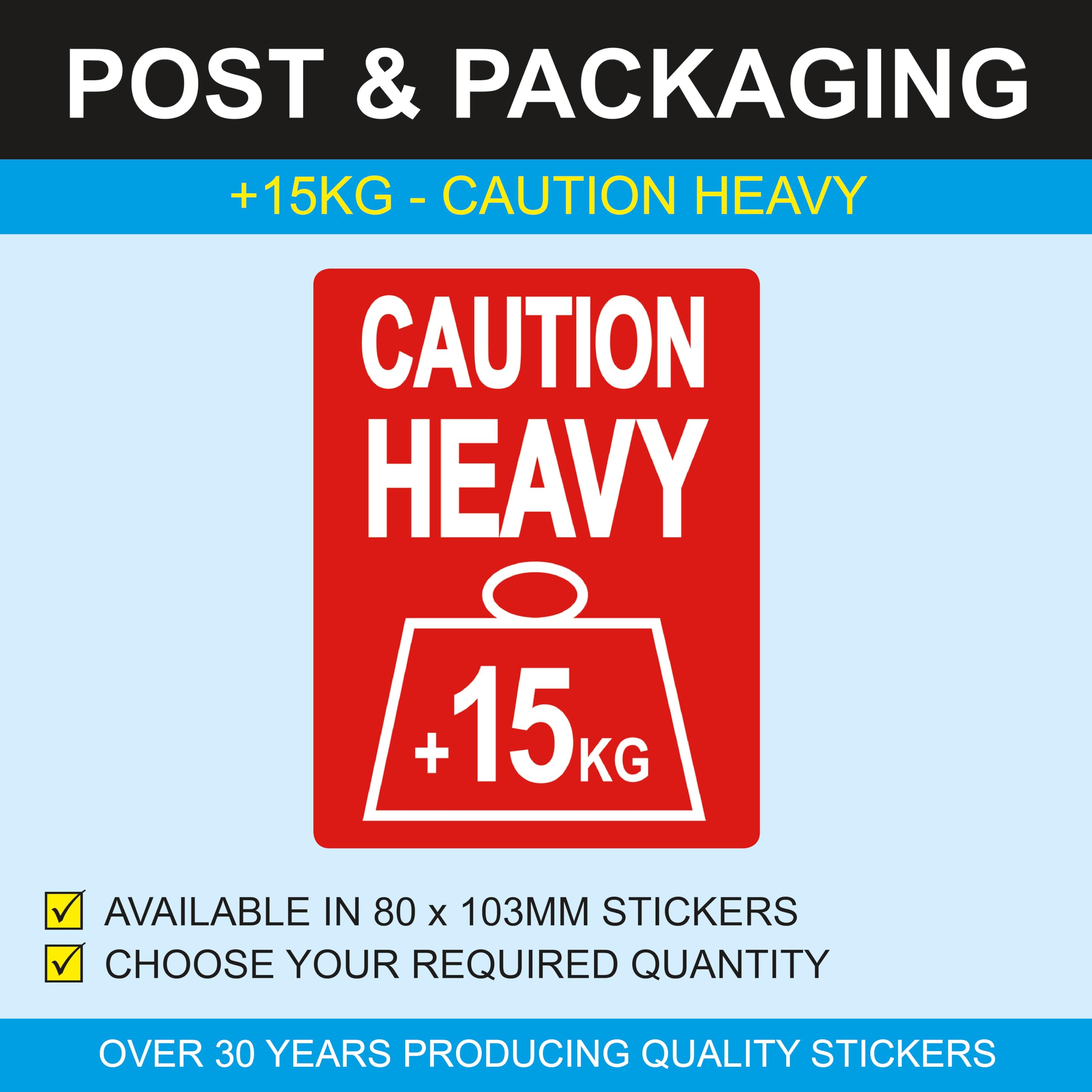 +15KG Heavy Stickers/Labels (200)