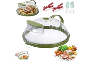 Microwave Splatter Cover with Steamer, 10 Inch Clear Microwave Food Cover with Handle and Steam Vents, Splash Guard Plate Lid