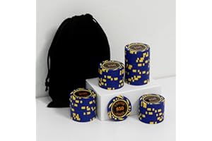 Nmroim 13.5 Grams Clay Poker Chips Casino Poker Chips Asy to Recognize Numbered Chips 40mm Large Chips, Pack of 50 Pieces
