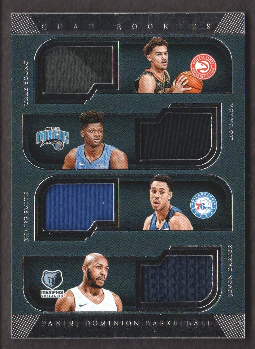 2018-19 Panini Dominion Quad Rookie JERSEY #QR-TMZJ Zhaire Smith/Jevon Carter/Mo Bamba/Trae Young 02/99
