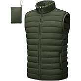 Cotrasen Men's Puffer Lightweight Vest Packable Outerwear Vest Warm Winter Outdoor Sleeveless Jacket for Travel Running