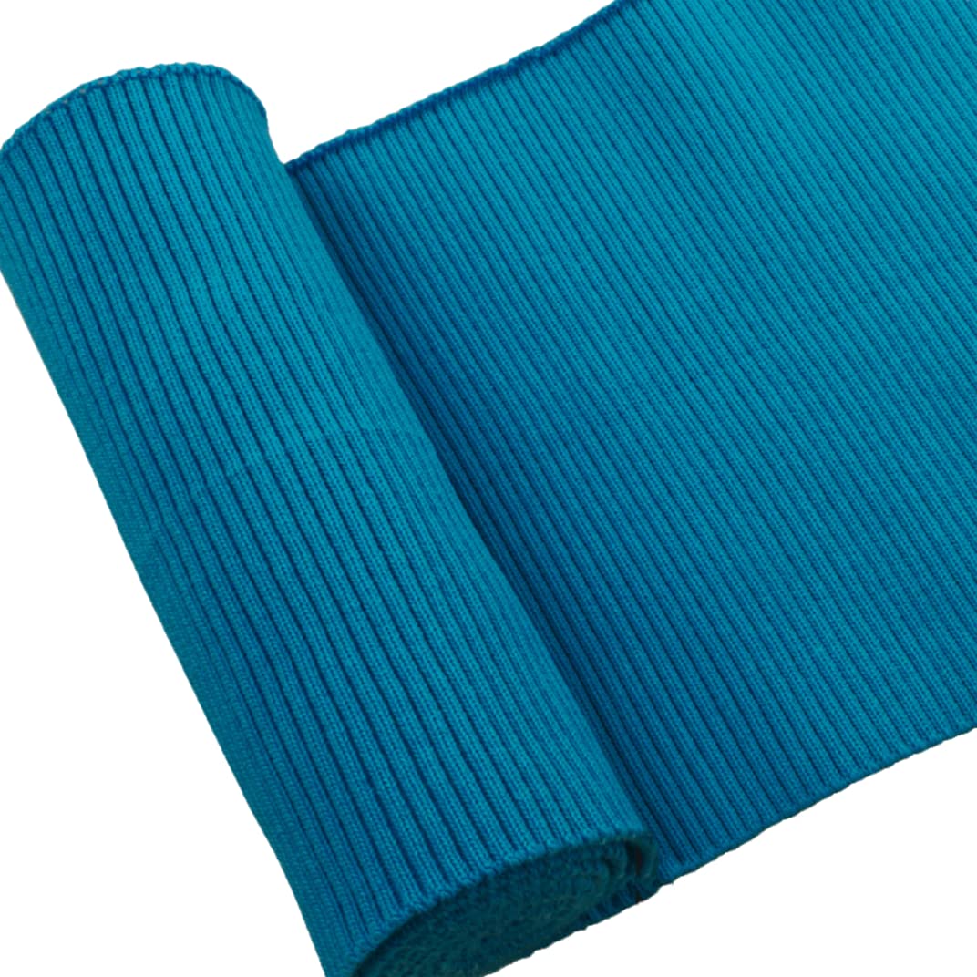 TinaKim Ribbed for Cuffs and Waistband, Ribbing Fabric, Jacket Sweatshirt Pants Sewing Material (Peacock Blue, 36x6in）