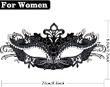 SIQUK Couple Masquerade Masks Metal Venetian Party Halloween Mardi Gras Black view 3