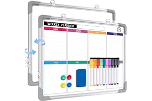 Small Weekly White Board Calendar Dry Erase for Wall, ARCOBIS 12" x 16" Magnetic Calendar Whiteboard, Hanging Double-Sided Bo