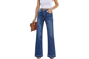GRAPENT Womens Flare Jeans High Waisted Wide Leg Baggy Jean for Women Stretch Denim Pants