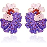 Aksod Large Flower Earrings Studs Dangle Enamel Statement Earrings Big Exaggerated Floral Earrings Jewelry for Women