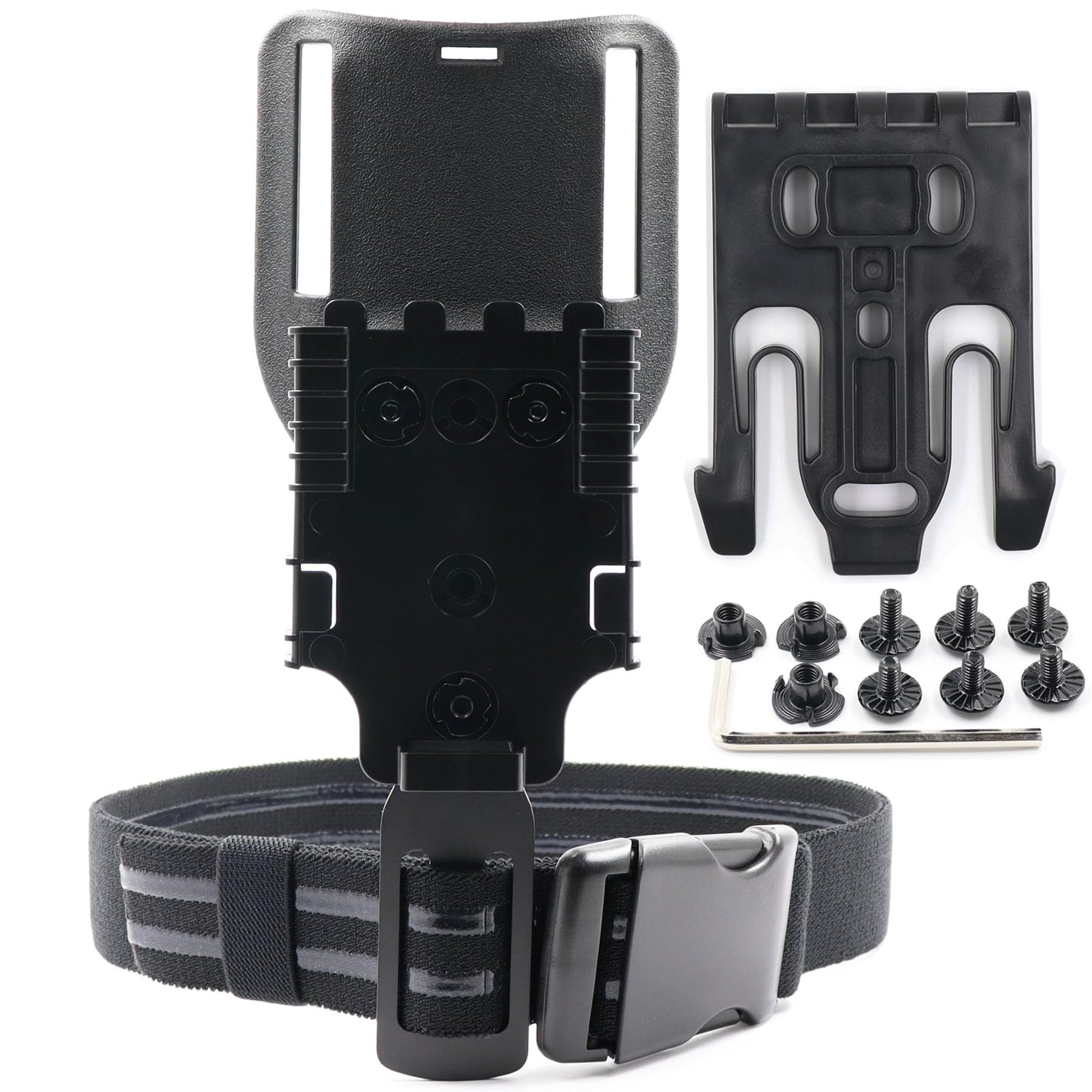 Photo 1 of LThyzszb Qls Quick Locking System Kit with Locking Fork & Receiver Plate & 2.2" Mid Ride Belt Loop & Drop Swivel Adapterhe, with Thigh Strap for Holster (Black)