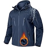 NAVEKULL Men's Tactical Jacket Waterproof Softshell Fleece Lined Hooded Coats Outdoor Hiking Windbreaker