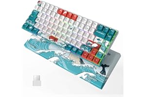 COSTOM Womier M84 75% Wireless/Wired Mechanical Keyboard, Compact 84 Keys Hot Swappable Gaming Keyboard, N-Key Rollover RGB Custom Keyboard for Windows Mac PC Gamer (Coral Sea, Gateron Yellow Switch)