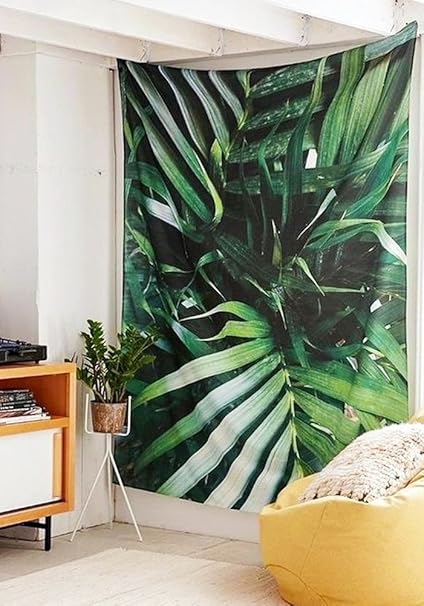 Qcwn Floral Tapestry Palm Tree Leaf Plants Themed Print Beautiful Flowers Wall Hanging Home Decor Art For Bedroom Living Room Dorm 3 59wx51l