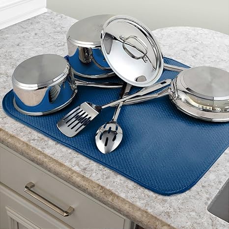 Amazon Co Jp Beaton Japan 水切りマット キッチン 食器 マイクロファイバー 速乾 吸水 洗った食器が置けて楽チン ブルー ホーム キッチン