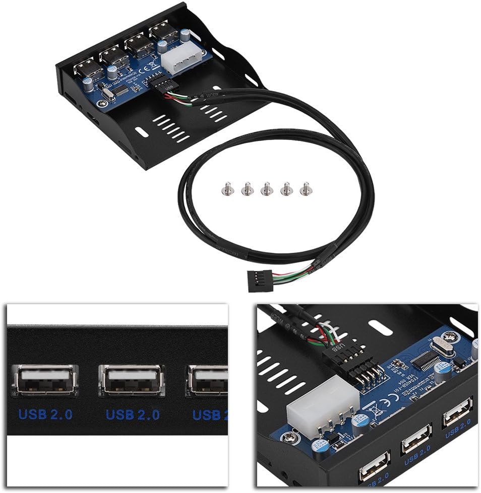 Floppy Front Panel,USB2.0 Floppy Front Panel 3.5'' Metal Construction Floppy Bay 9 Pin to 4 Interface USB 2.0 HUB,Plug and Play,Transfer Videos,Music,Photos,and Data Files at Blazing Fast Speed - Image 3