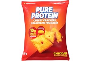 Pure Protein Cheesy Crackers, Cheddar, High Protein Snack, 10G Protein, Pack of 8