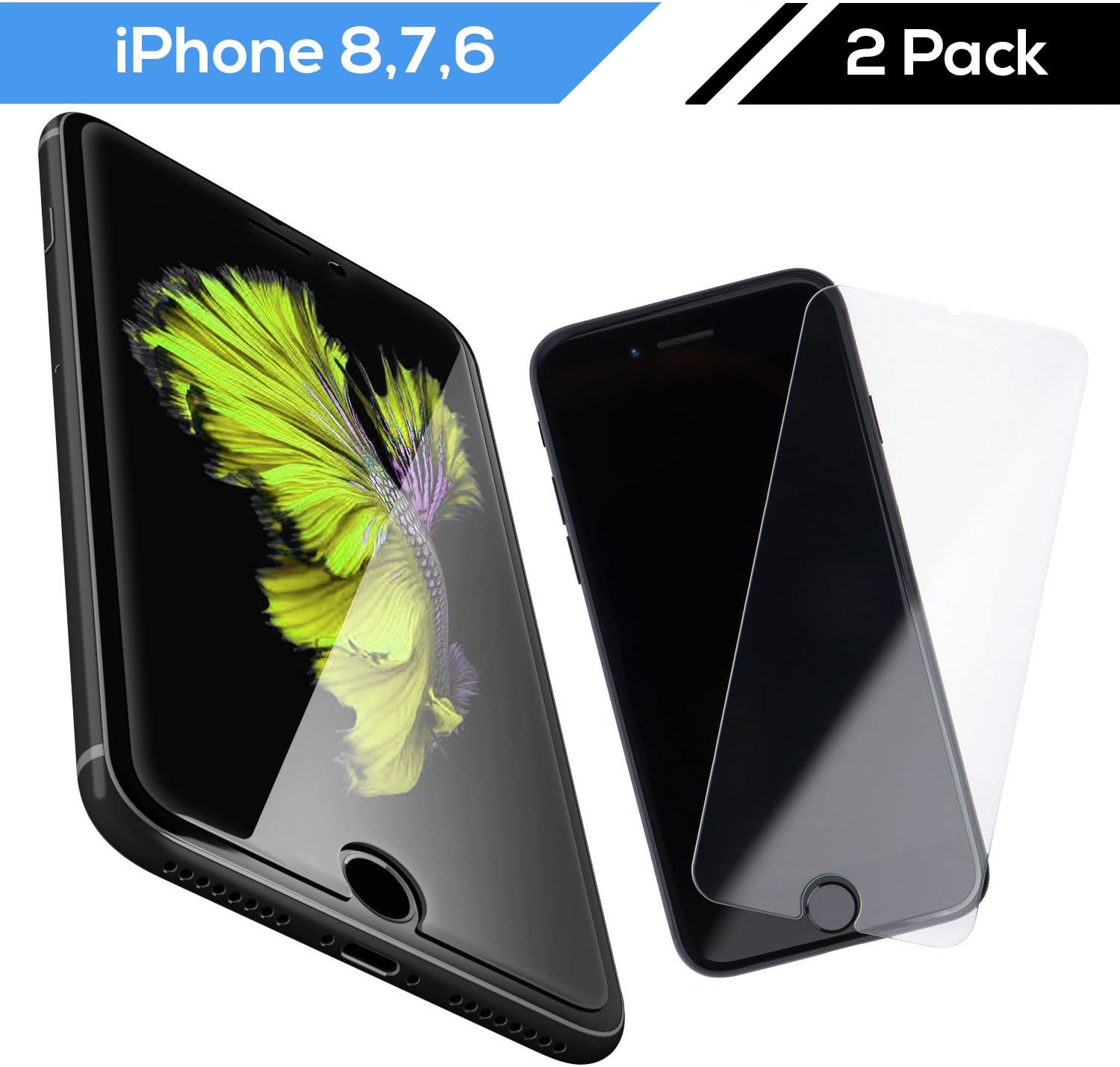 iPhone 8 iPhone 7 Tempered Glass Screen Protector 2.5D (2 Pack) - Apple iPhone 6 6s Screen Protector Glass, Shatter-Resistant 9H 3D Touch Ready, Bubble Free, Anti-Scratch HD Glass (4.7 inch) - iHard