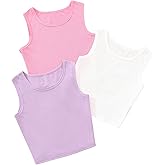 SHENHE Girl's 3 Pack Crew Neck Ribbed Knit Tank Sleeveless Basic Cute Summer Tanks Tops