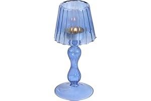 Gurfuy Desk Lamp Shaped Glass Candle Holder - Glass Hurricane Candleholder Crystal Decorative Candle Stand for Table Wedding Dinning Centerpieces Party Supplies Decor NavyBlue