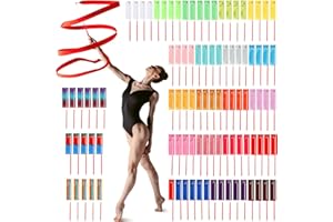 Yilloog Ribbon Dancing Wands Party Favors, 78.7 Inch Gymnastics Ribbon Streamers Rainbow Artistic Ribbon Dancer Twirling Wands, Rainbow Birthday Decorations, Girls Party Games