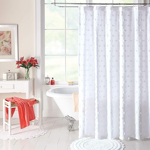 Amazon Com Brylanehome Georgia Chenille Shower Curtain White