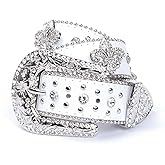 Strapvia Rhinestone Belt for Men & Women, Western Cowboy Cowgirl Belt with Bling Cross Design for Jeans