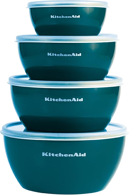 KitchenAid KC176BXDTA Prep Bowls with Lids, Plastic, Deep Teal Amazon