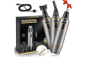 AREYZIN Nose Hair Trimmer for Men Rechargeable 3-IN-1 Versatile nose hair trimmer Professional Painless Hair Trimmer for Nose Ear Beard Facial Pubic Hair Trimmer for Men, Wet or Dry Use,Dual Edge Blades