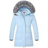WULFUL Girl's Winter Long Coats Hooded Parka Kids Warm Puffer Jacket